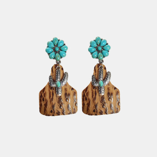 Turquoise Cactus Dangle Earrings