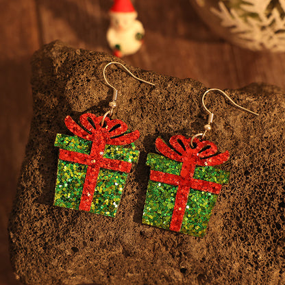 Sequin Gift Box PU Leather Earrings - AppealingDiamond.com