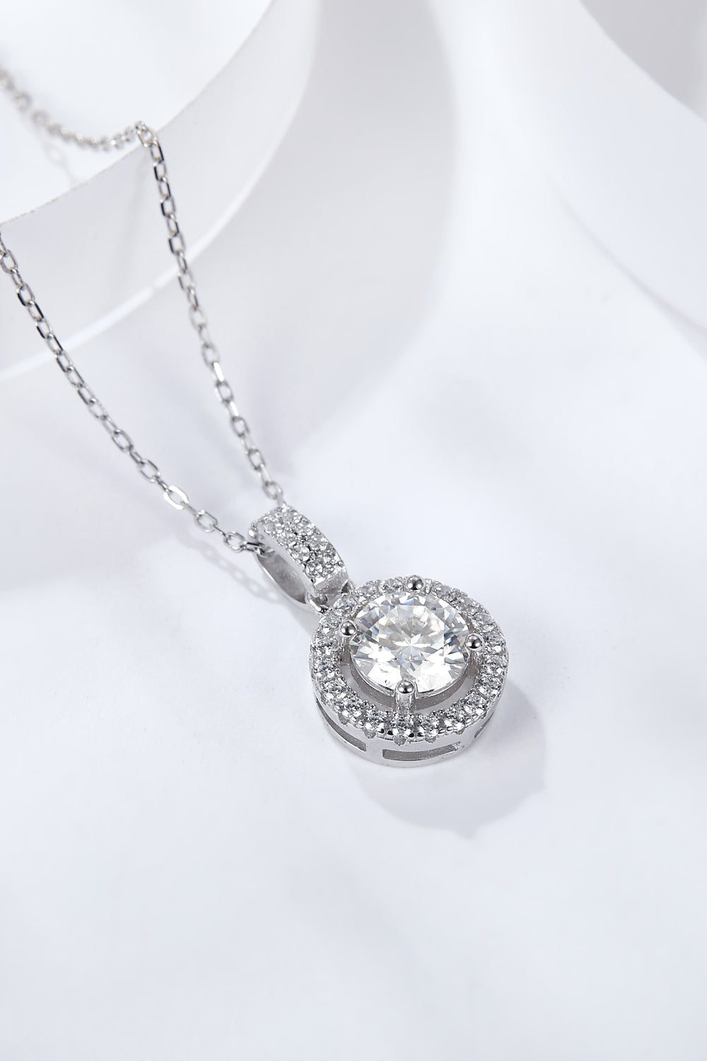 2 Carat Moissanite Round Pendant Necklace