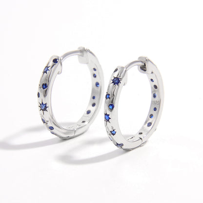 925 Sterling Silver Inlaid Zircon Huggie Earrings - AppealingDiamond.com