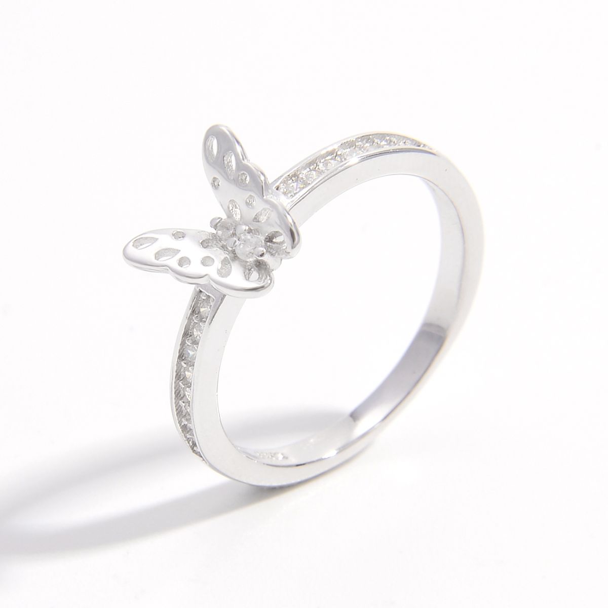 925 Sterling Silver Inlaid Zircon Butterfly Ring - AppealingDiamond.com