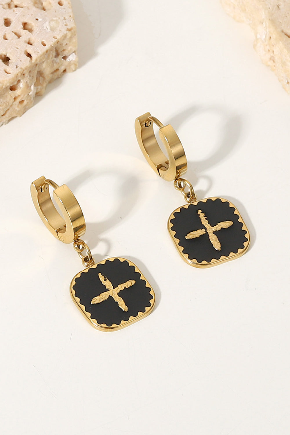 Plus Sign Square Shape Drop Earrings - AppealingDiamond.com