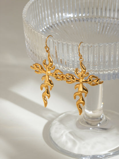 18K Gold-Plated Stainless Steel Cross Earrings - AppealingDiamond.com