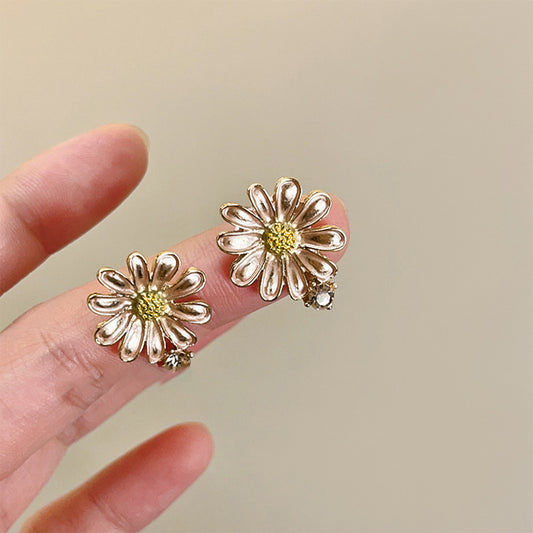 Alloy Drip Oil Flower Stud Earrings