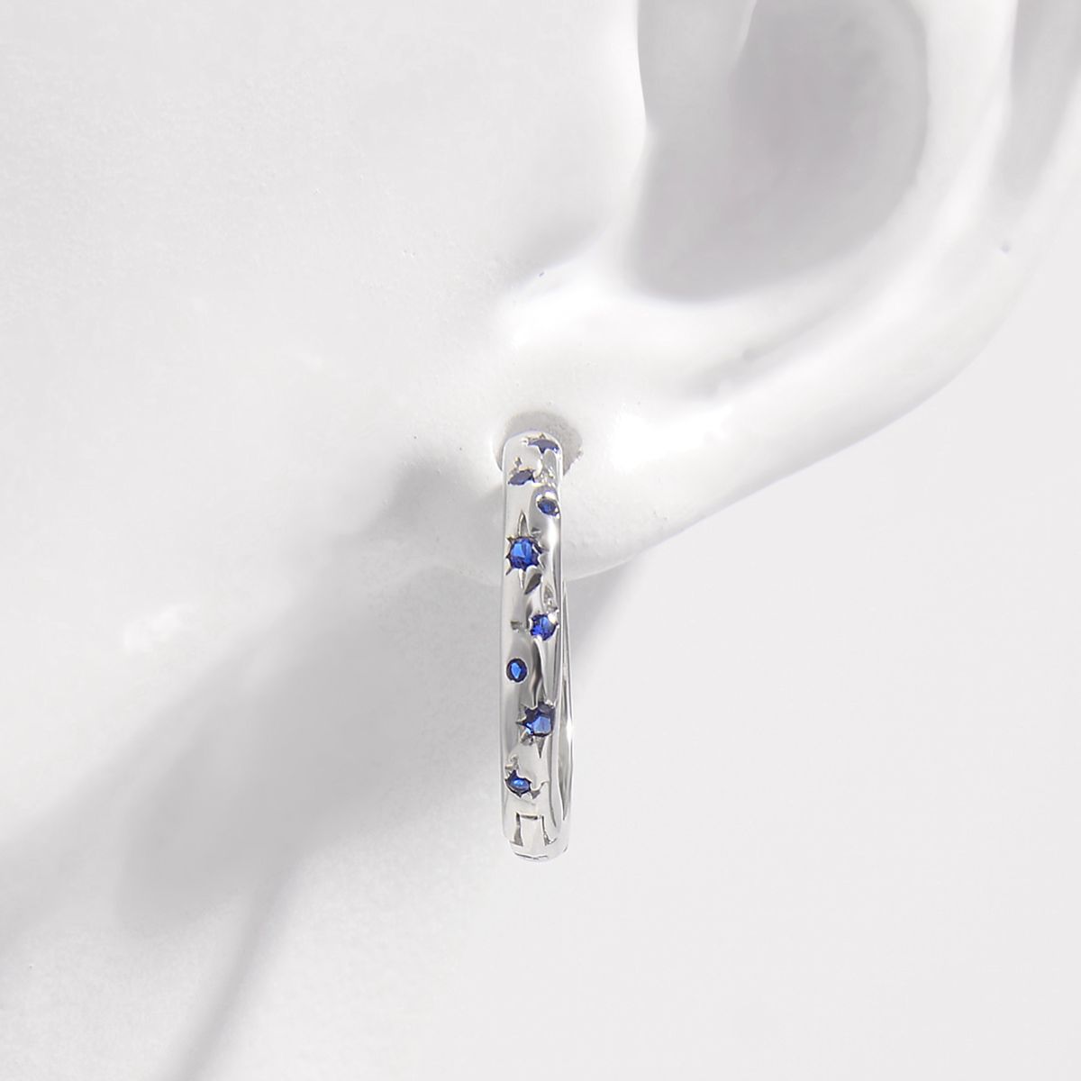 925 Sterling Silver Inlaid Zircon Huggie Earrings - AppealingDiamond.com