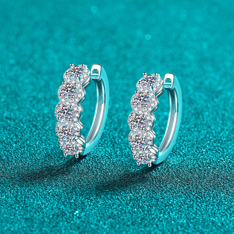 1 Carat Moissanite Zircon 925 Sterling Silver Huggie Earrings - AppealingDiamond.com