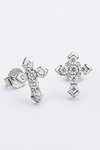 Moissanite Cross Stud Earrings - AppealingDiamond.com