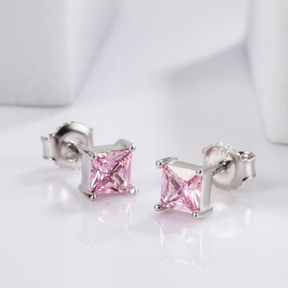 925 Sterling Silver Square Zircon Earrings - AppealingDiamond.com