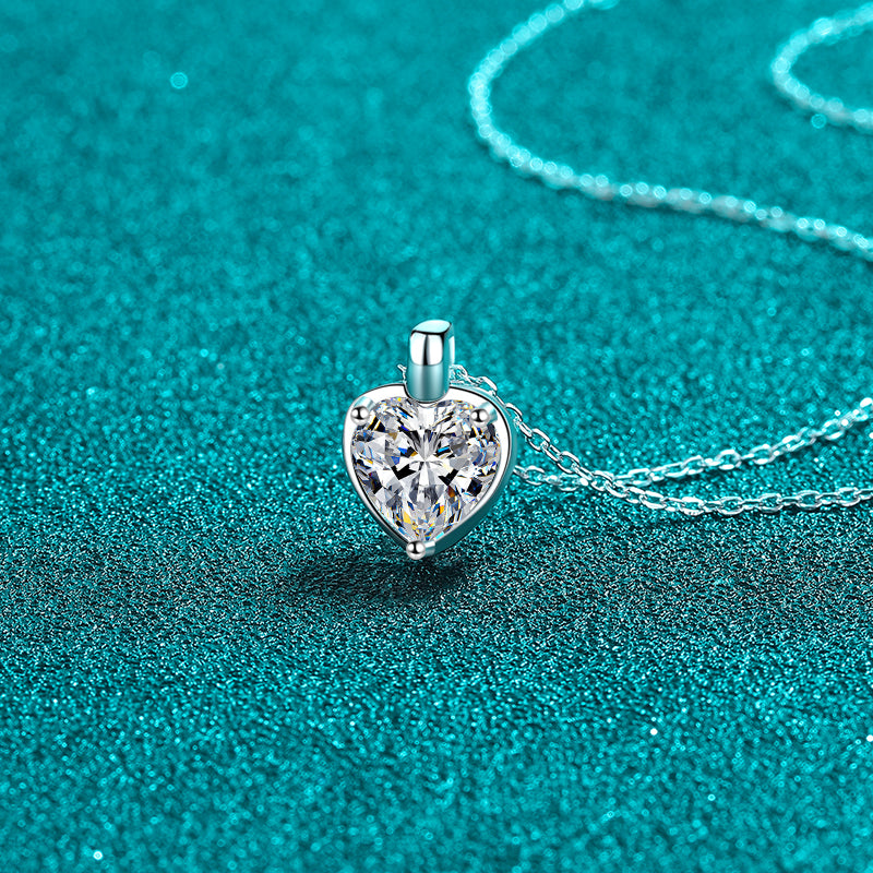 2 Carat Moissanite 925 Sterling Silver Heart Shape Necklace - AppealingDiamond.com