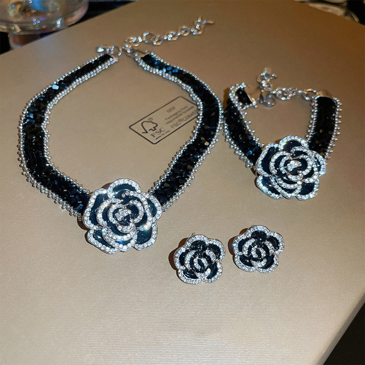 Alloy Crystal Rose Necklace - AppealingDiamond.com