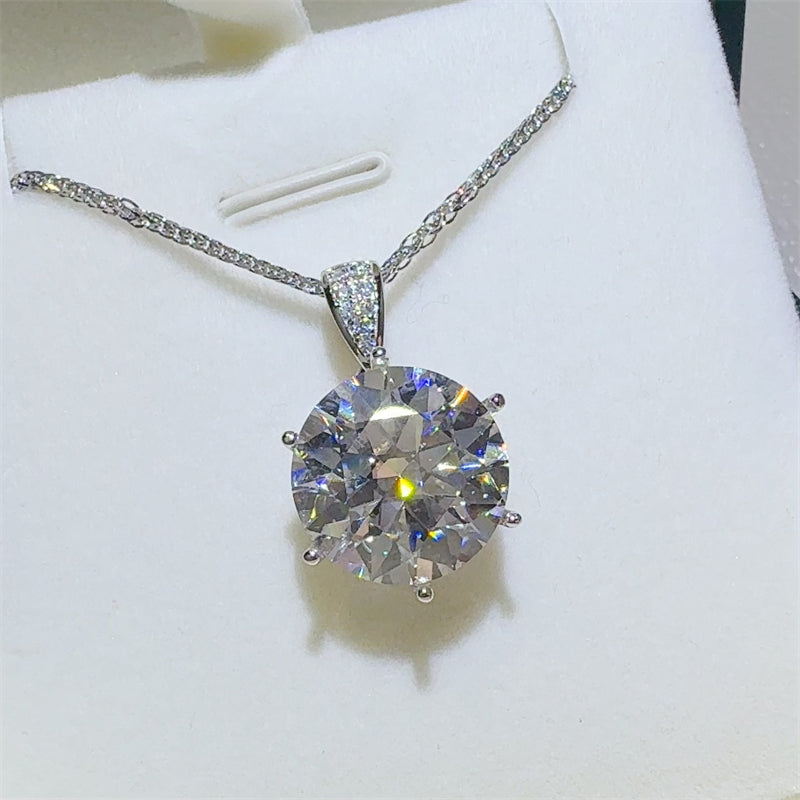 10 Carat Moissanite 925 Sterling Silver Pendant Necklace - AppealingDiamond.com