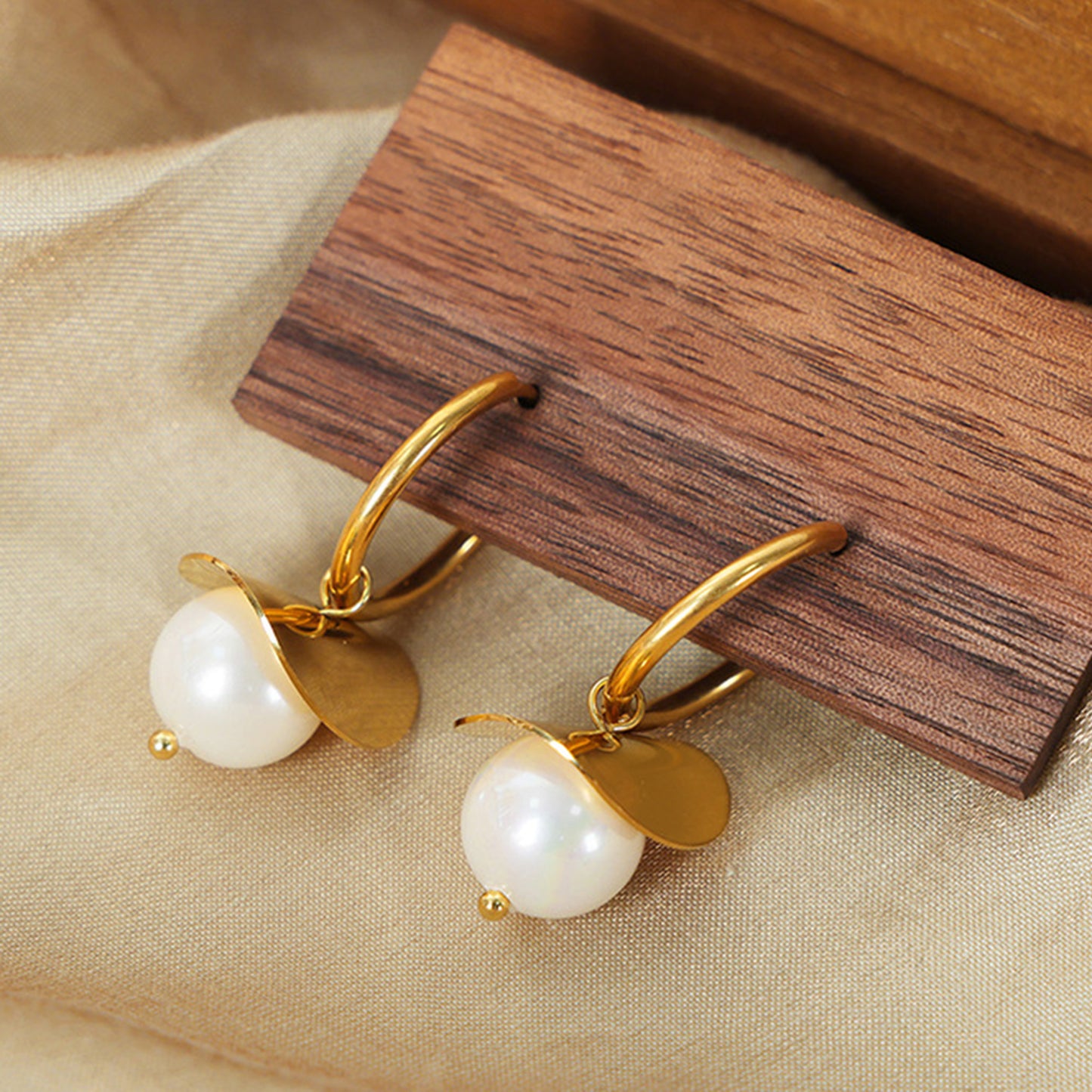 18K Gold-Plated Bead Dangle Earrings