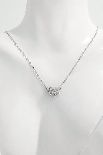 925 Sterling Silver Zircon Butterfly Pendant Necklace - AppealingDiamond.com