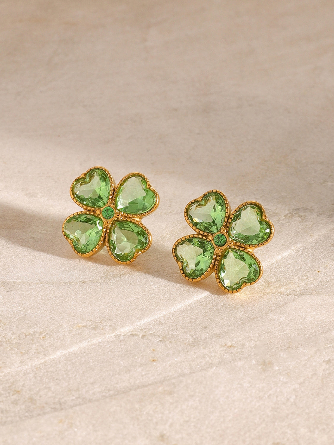 Stainless Steel Zircon Lucky Clover Earrings