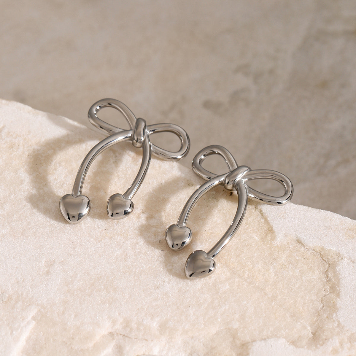 Stainless Steel Bow Earrings - AppealingDiamond.com