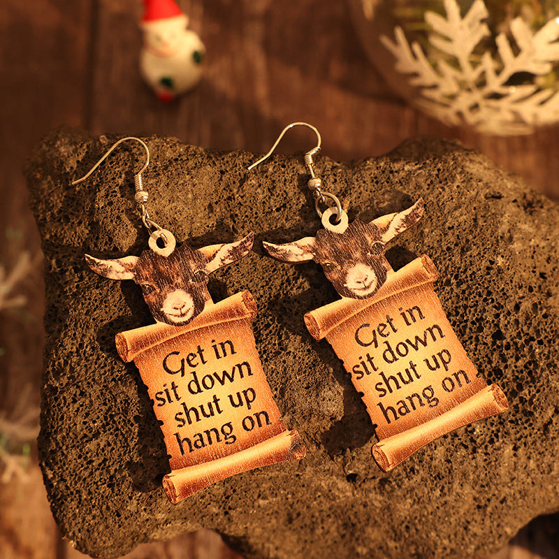 Donkey Letter Wooden Dangle Earrings - AppealingDiamond.com