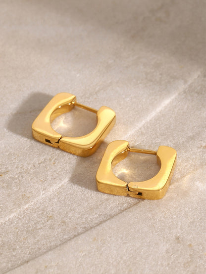 18K Gold-Plated Stainless Steel Square Earrings - AppealingDiamond.com