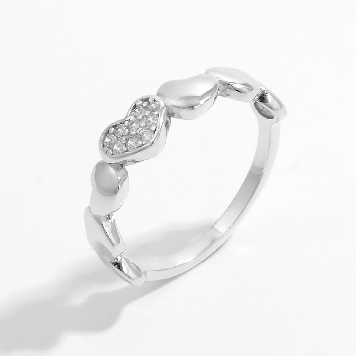 925 Sterling Silver Inlaid Zircon Heart Ring - AppealingDiamond.com