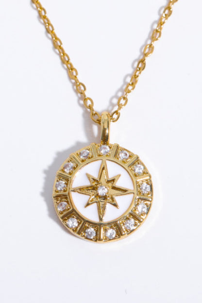 Zircon Decor North Star Pendant Copper Necklace