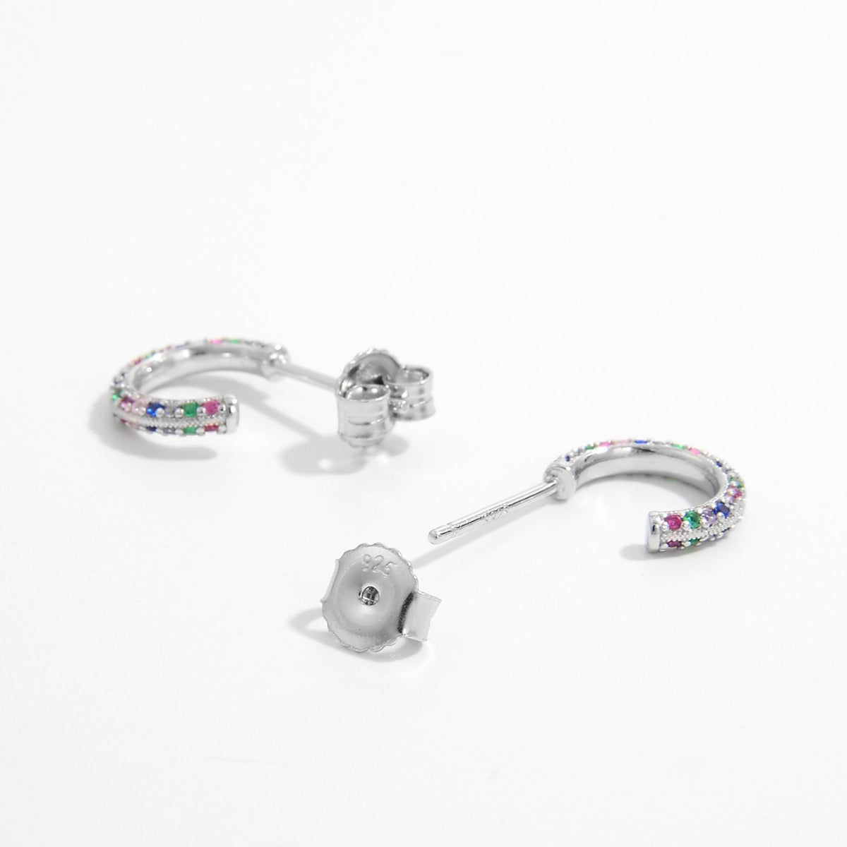 925 Sterling Silver Contrast Zircon Earrings - AppealingDiamond.com