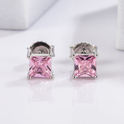 925 Sterling Silver Square Zircon Earrings - AppealingDiamond.com