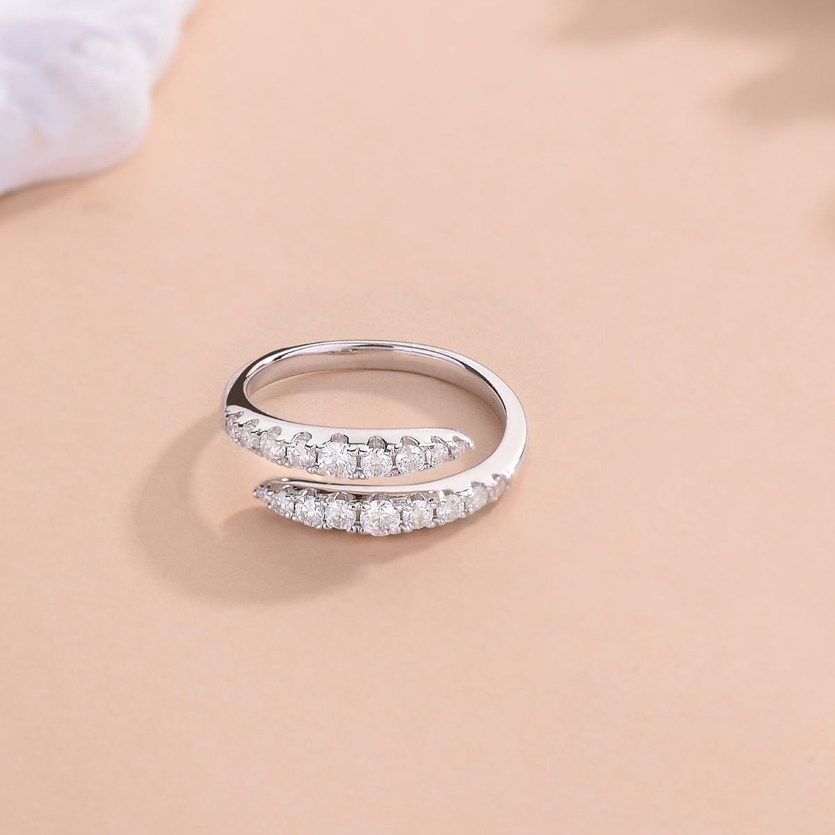 925 Sterling Silver Moissanite Bypass Ring - AppealingDiamond.com