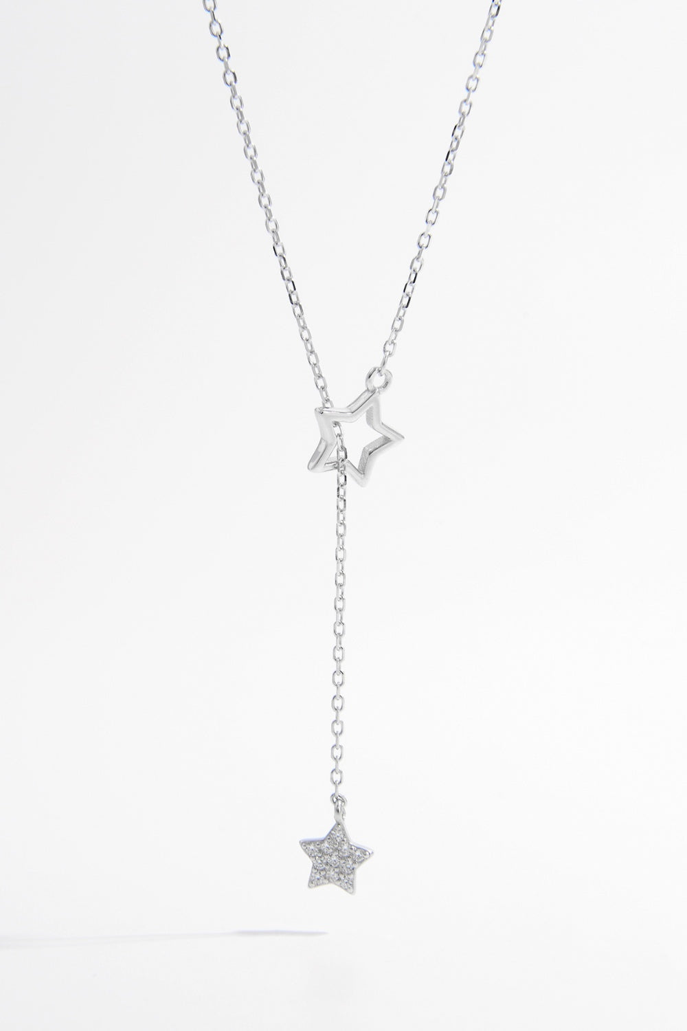 925 Sterling Silver Zircon Star Drop Necklace - AppealingDiamond.com