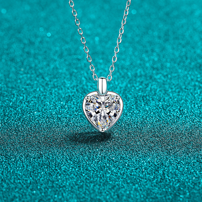 2 Carat Moissanite 925 Sterling Silver Heart Shape Necklace - AppealingDiamond.com