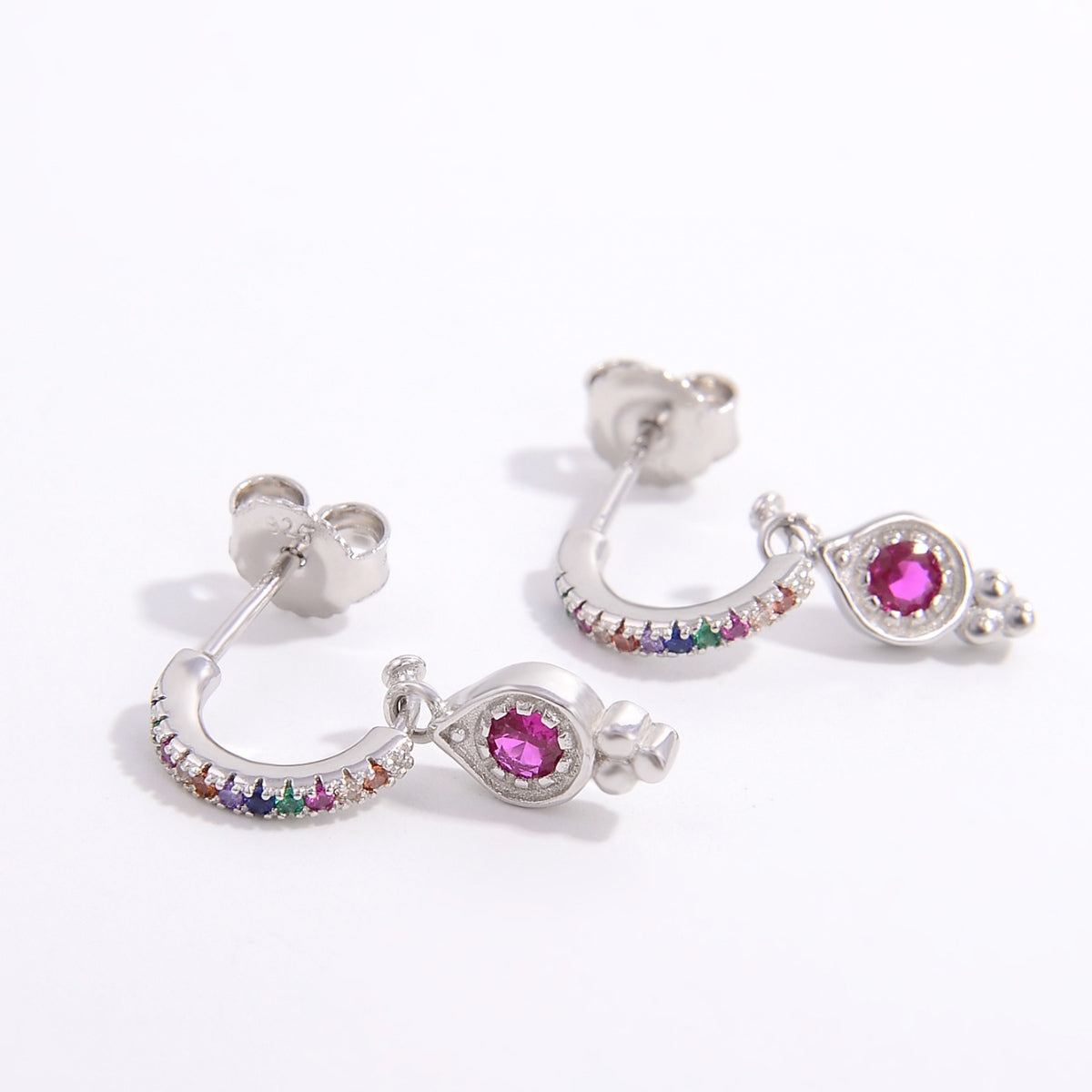 925 Sterling Silver Inlaid Zircon Earrings - AppealingDiamond.com