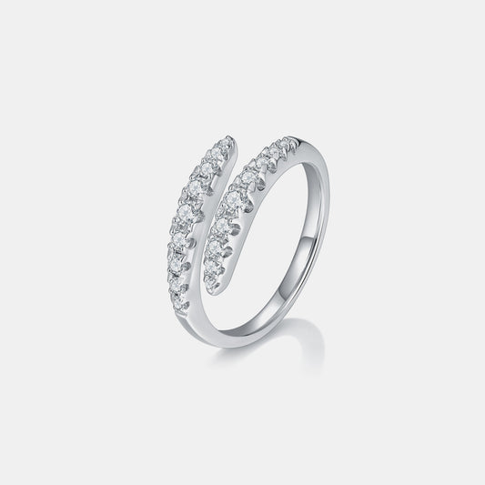 925 Sterling Silver Moissanite Bypass Ring - AppealingDiamond.com