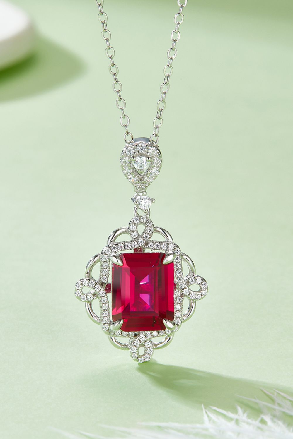 925 Sterling Silver Ruby Pendant Necklace - AppealingDiamond.com