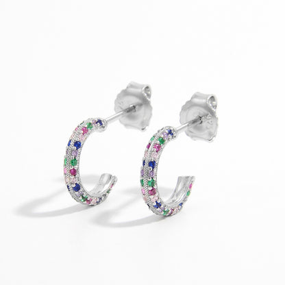 925 Sterling Silver Contrast Zircon Earrings - AppealingDiamond.com