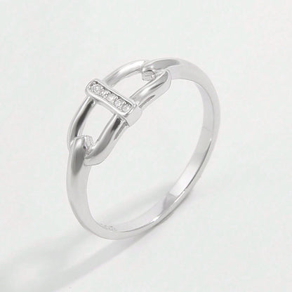 925 Sterling Silver Inlaid Zircon Ring - AppealingDiamond.com