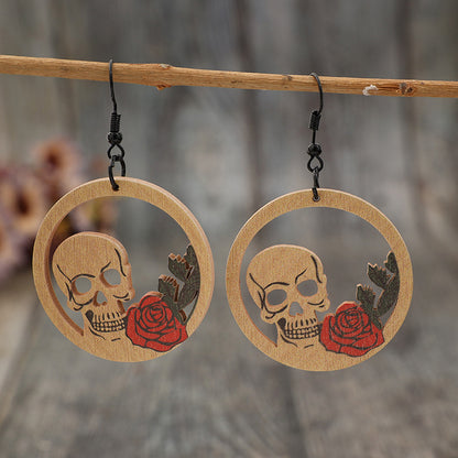 Wooden Cutout Skeleton Earrings - AppealingDiamond.com