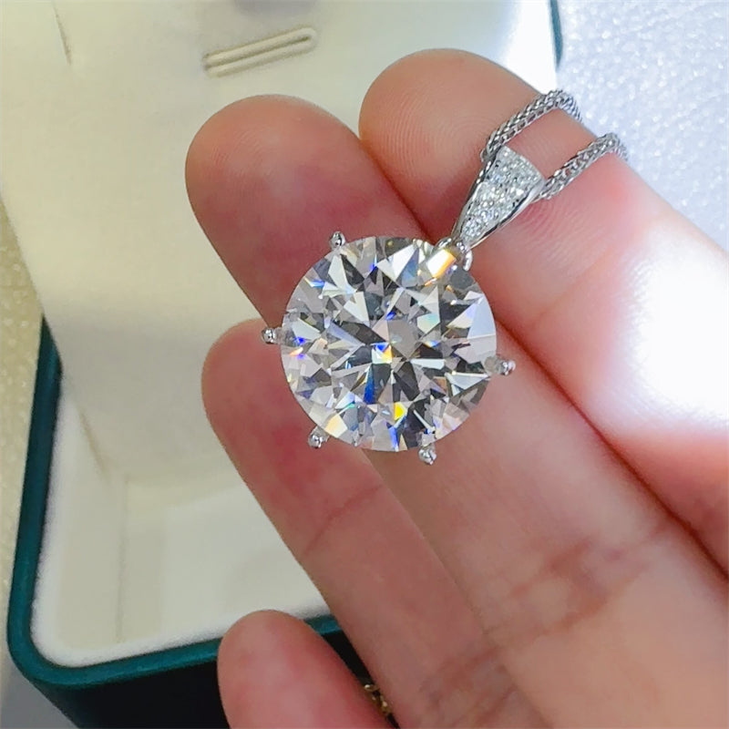 10 Carat Moissanite 925 Sterling Silver Pendant Necklace - AppealingDiamond.com