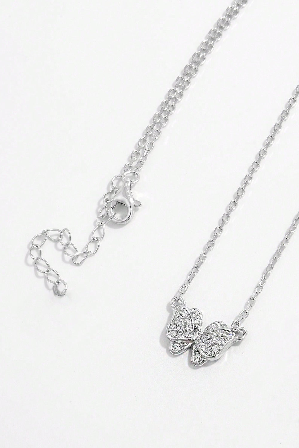 925 Sterling Silver Zircon Butterfly Pendant Necklace - AppealingDiamond.com