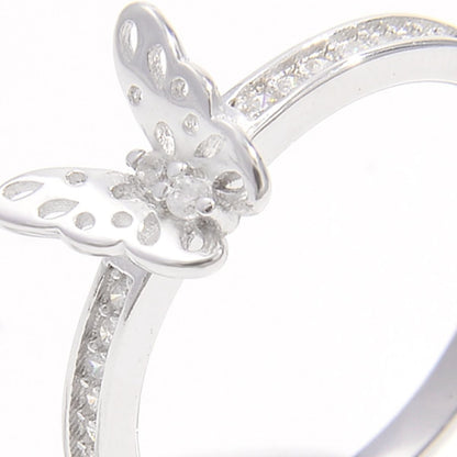 925 Sterling Silver Inlaid Zircon Butterfly Ring - AppealingDiamond.com